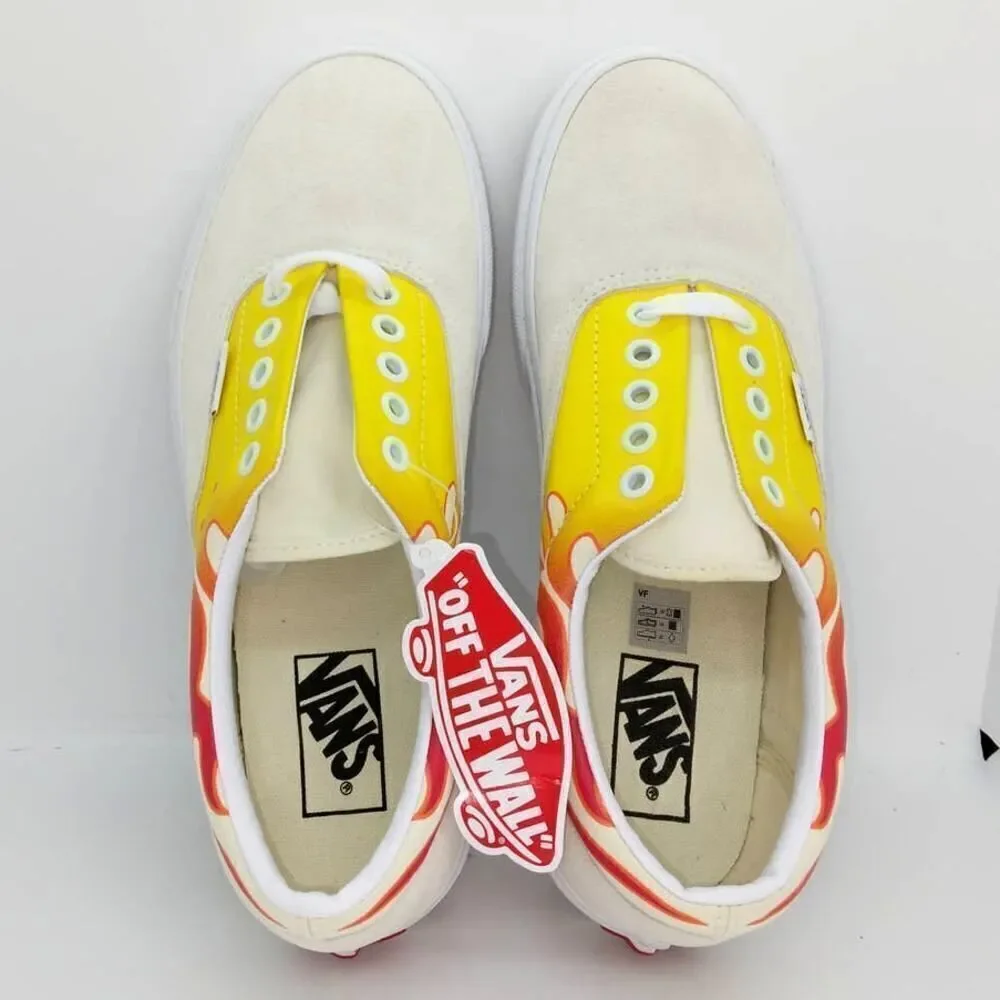 VANS Era /Flame Women's NEW w/Tags White & Flames Designer Sneakers - sz. 9 1/2